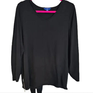 Apt.9 Black Knit Top with Zipper sides